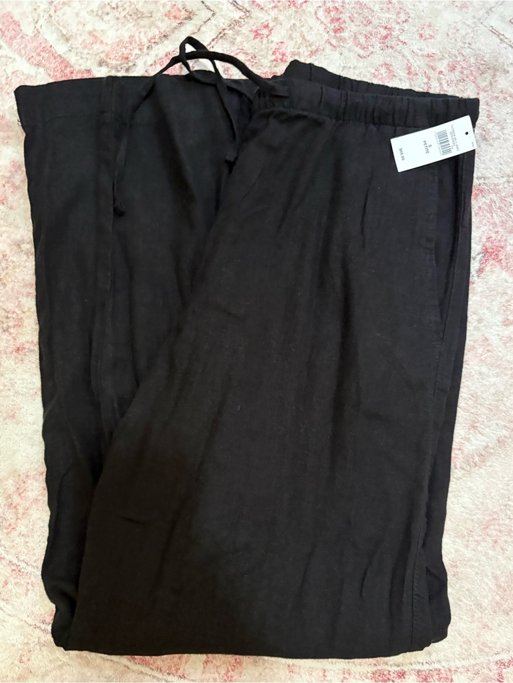 Flowy Linen Black Drawstring Pants